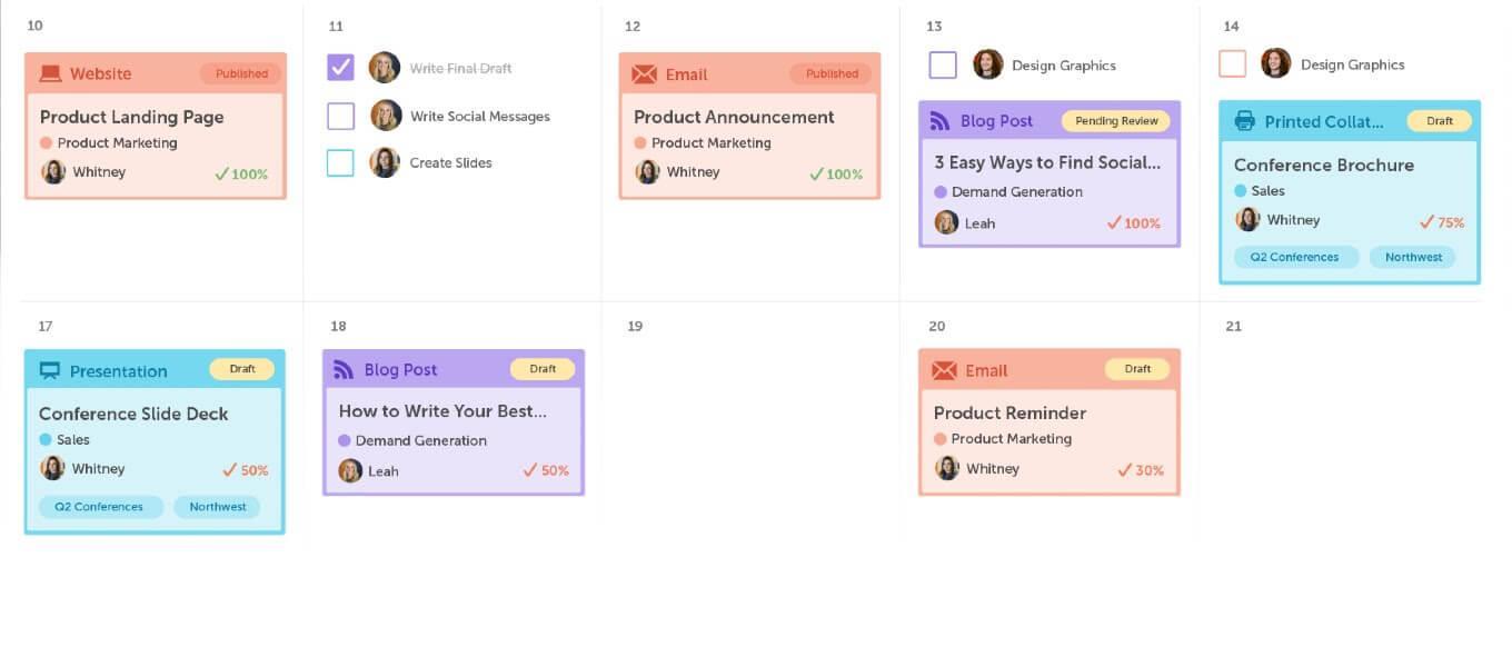 CoSchedule marketing calendar