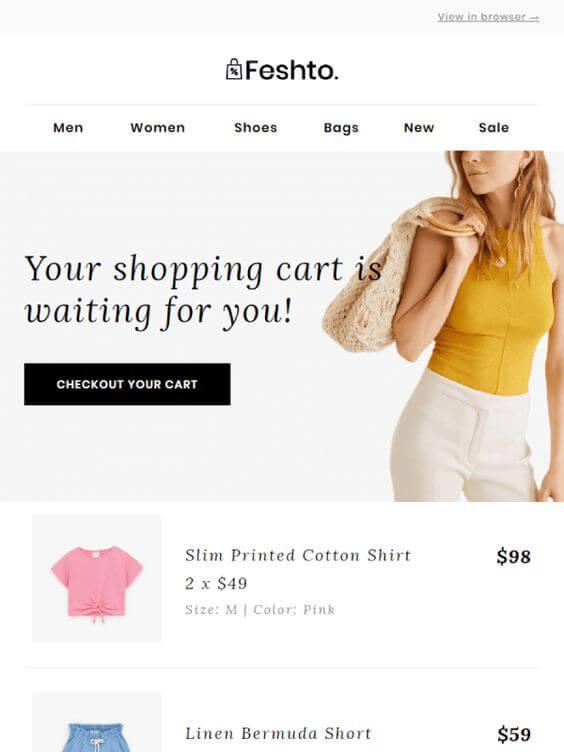 Feshto abandoned cart email