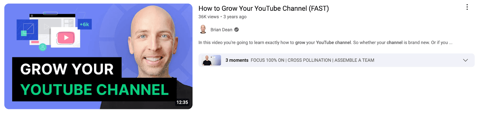 "Grow Your YouTube Channel" by Brian Dean on YouTube