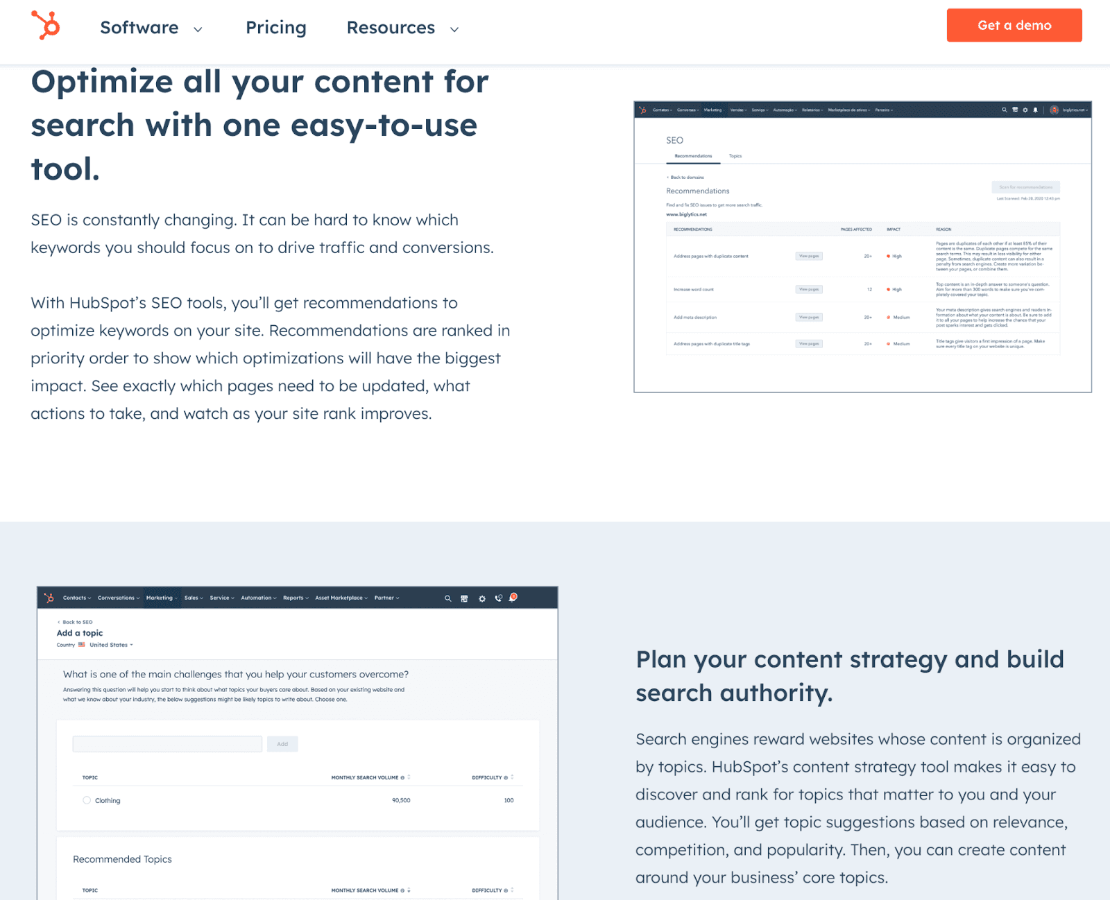 HubSpot website landing page