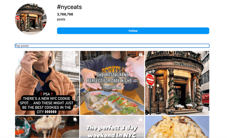 Location based hashtag #NYCeats