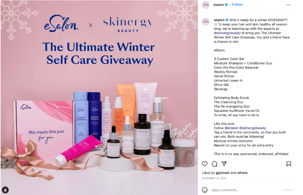 Esalon Instagram giveaway post