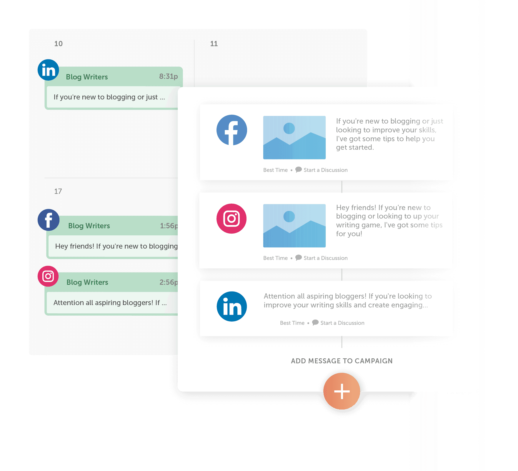 Social messages on CoSchedule marketing calendar