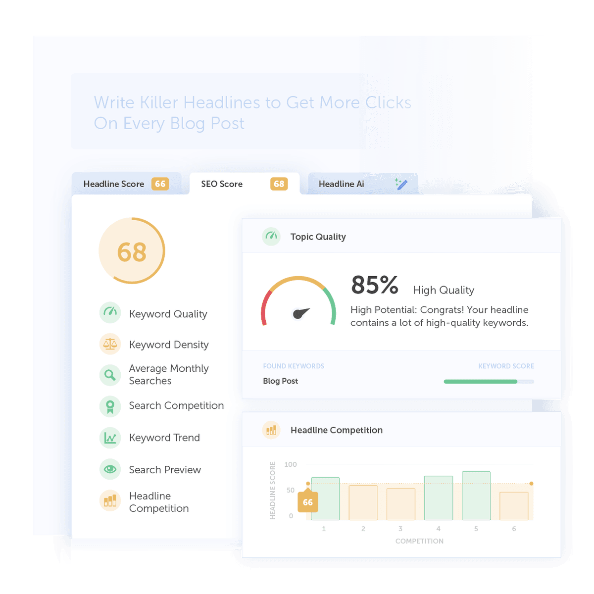Comparing your headline with current search engine results in Headline Studio's Competition tab.