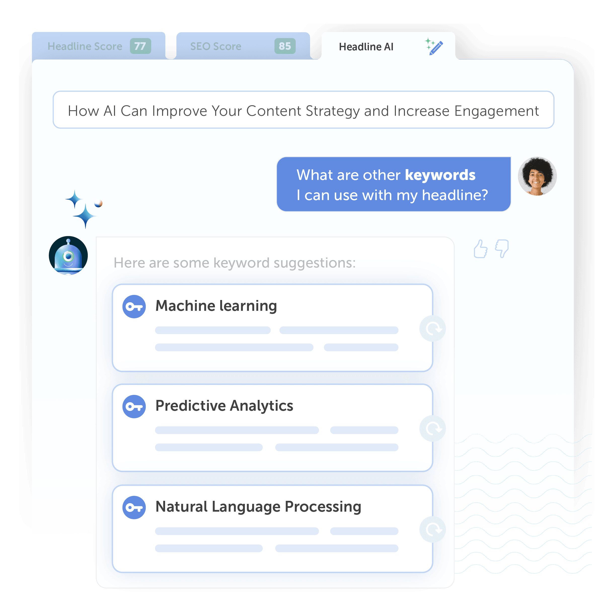 Use smart suggestions to improve your headline score in Headline Studio's Suggestions tab.