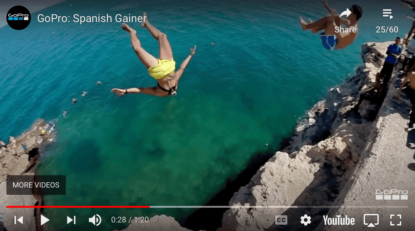 People jumping into water on a GoPro YouTube video