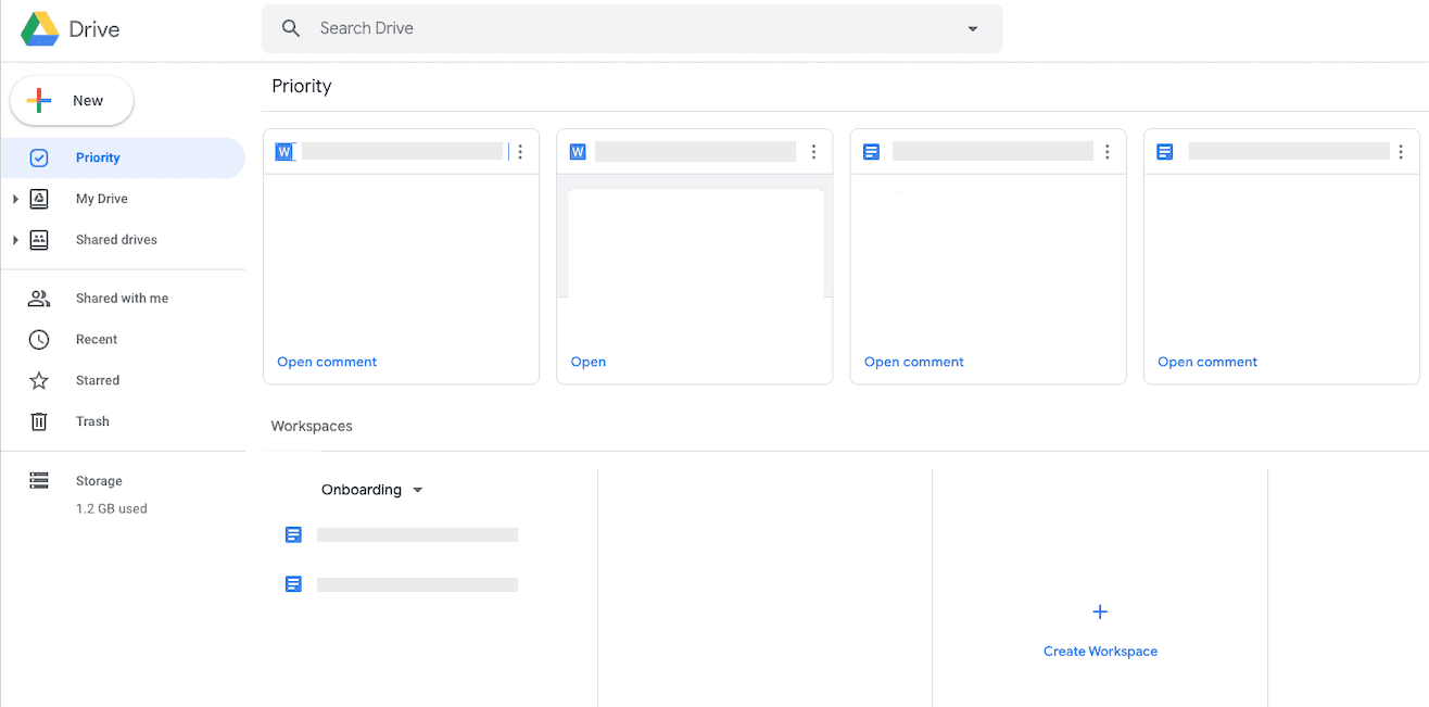 Google Workspace layout view