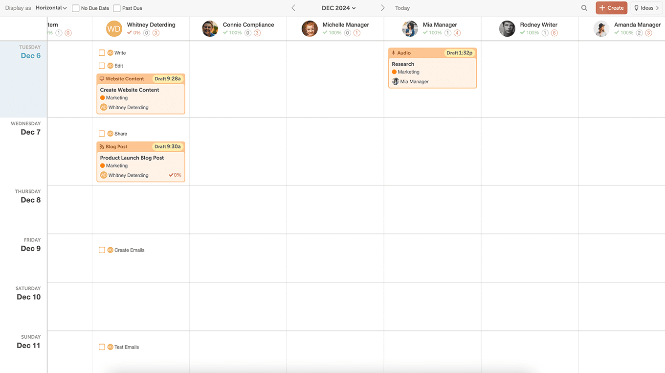 Marketing calendar allows marketing teams to see everyone's tasks