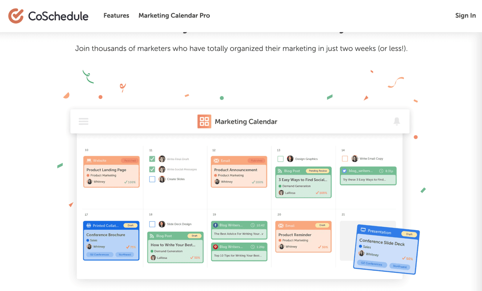 CoSchedule Marketing Calendar