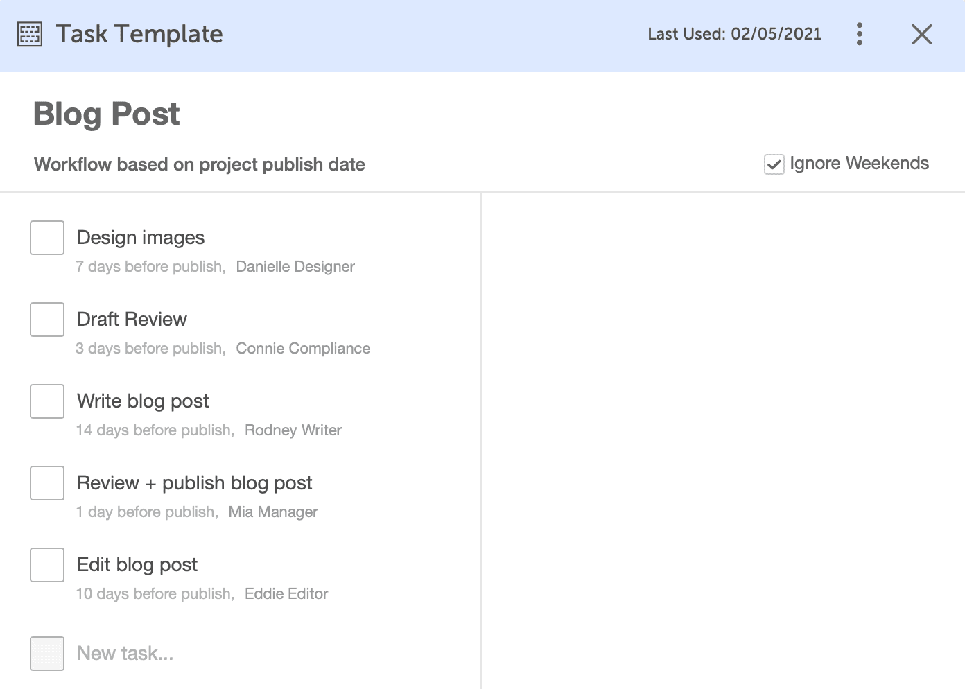 Apply CoSchedule's task template