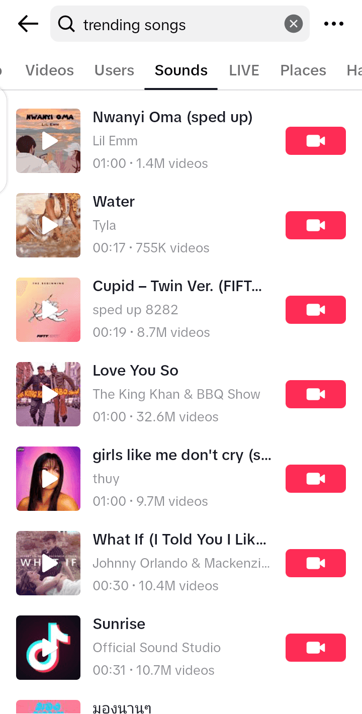 Top trending sounds on TikTok