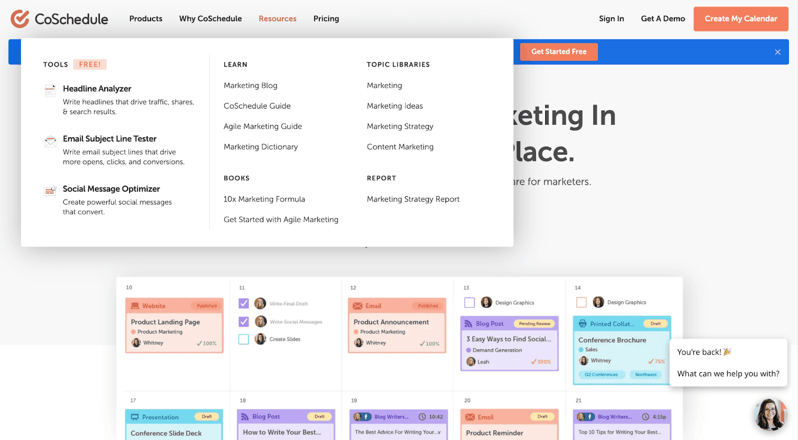 CoSchedule website landing page