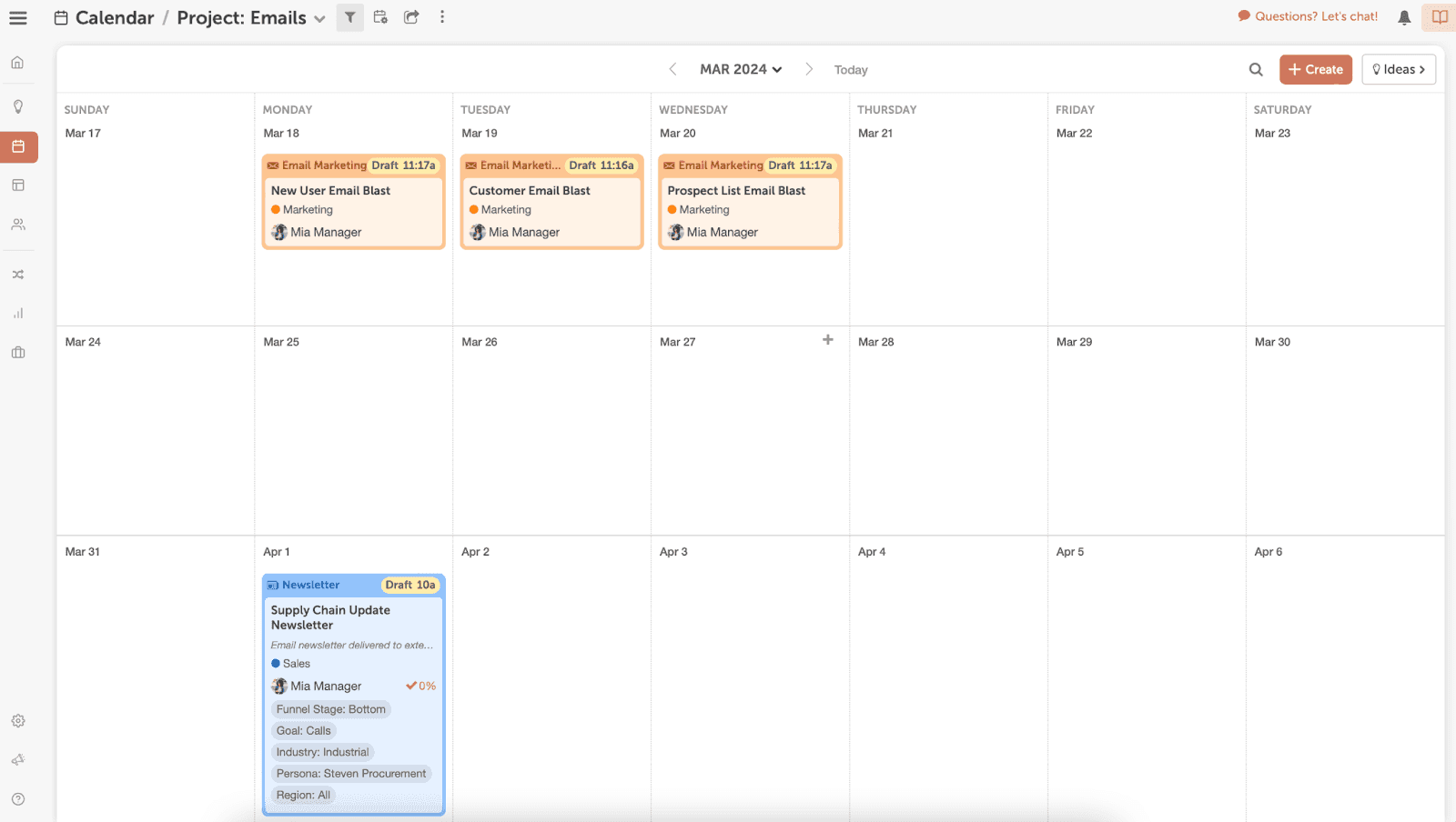 Coschedule calendar