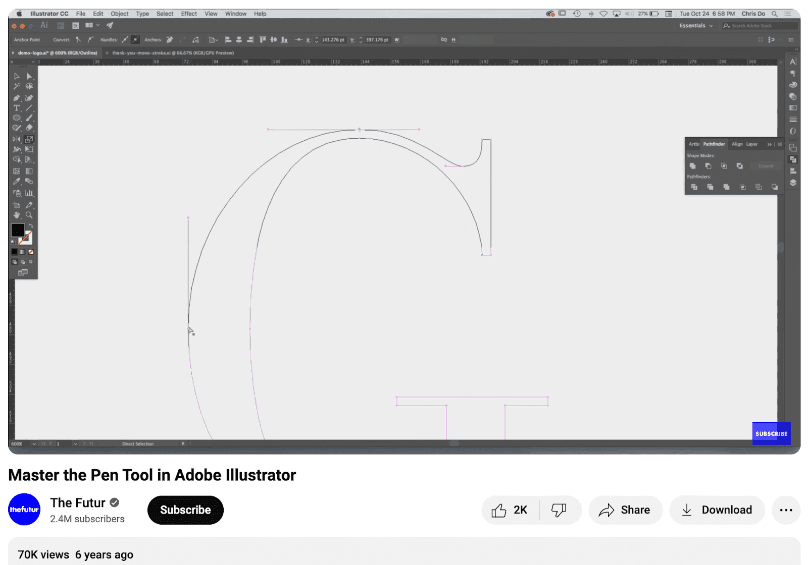 The Futur YouTube video player on Adobe Illustrator